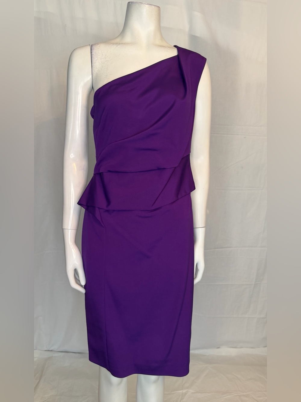 Escada One-Shoulder Purple Peplum Dress